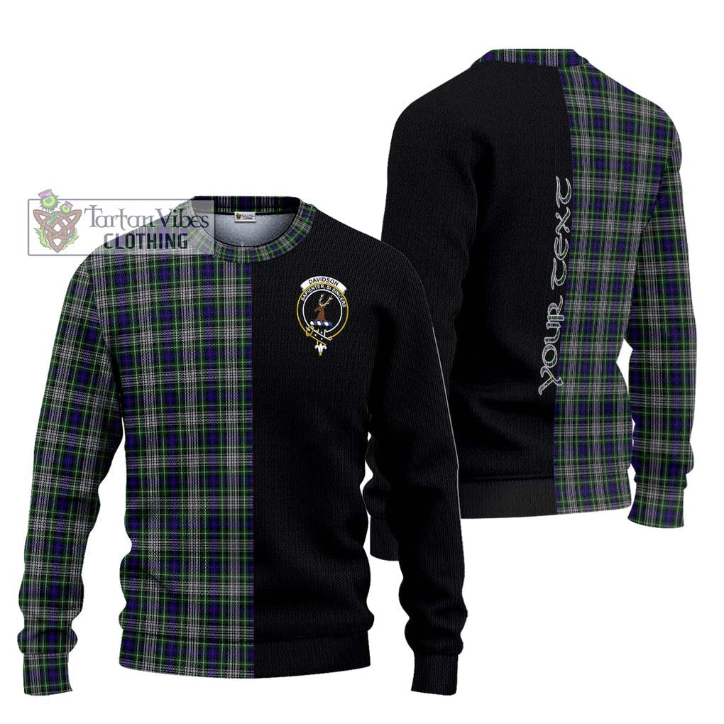 Davidson of Tulloch Dress Tartan Knitted Sweater with Family Crest and Half Of Me Style Unisex - Tartanvibesclothing Shop