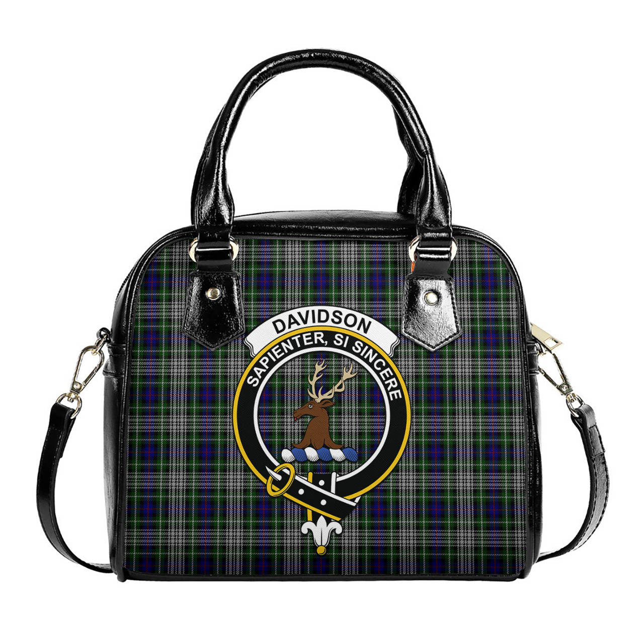 Davidson of Tulloch Dress Tartan Shoulder Handbags with Family Crest One Size 6*25*22 cm - Tartanvibesclothing