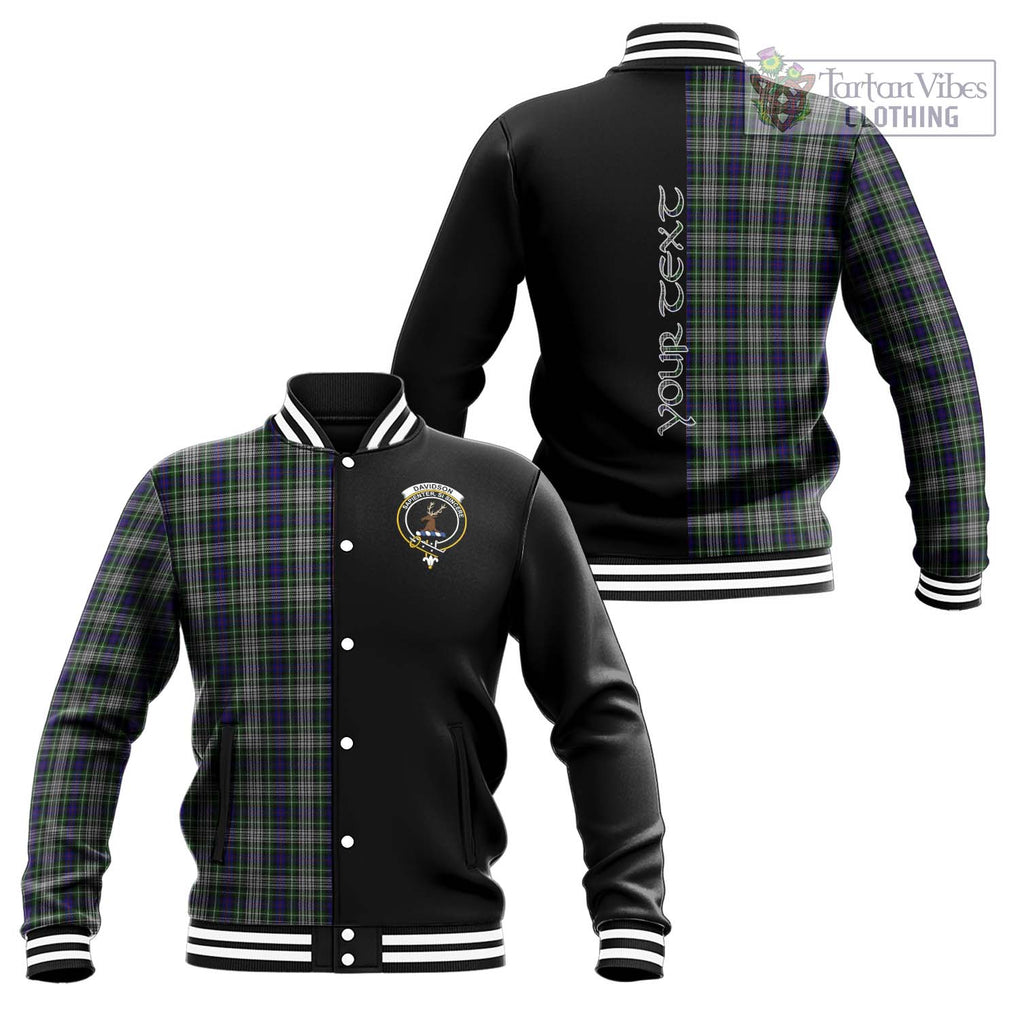 Davidson of Tulloch Dress Tartan Baseball Jacket with Family Crest and Half Of Me Style Unisex - Tartanvibesclothing Shop