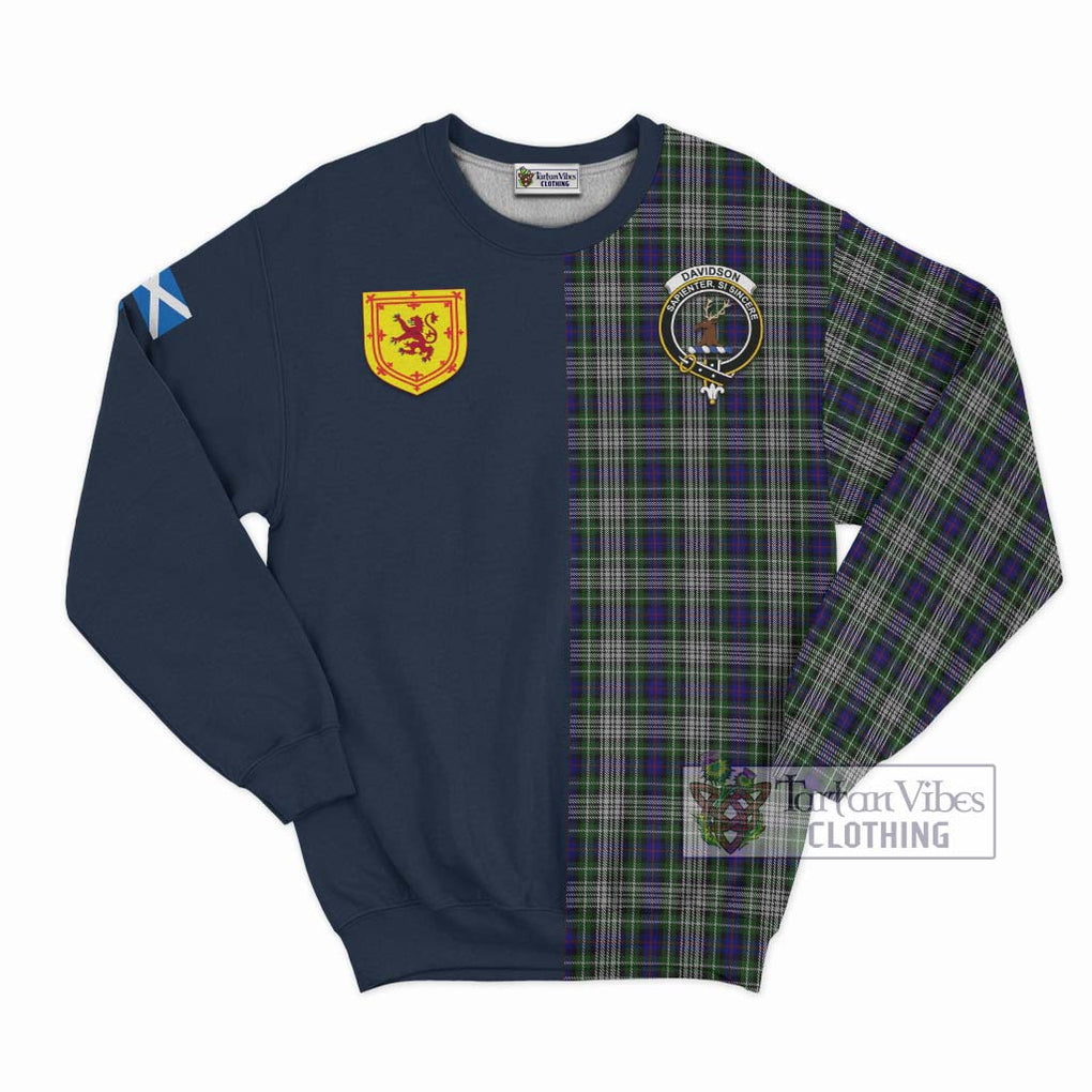 Tartan Vibes Clothing Davidson of Tulloch Dress Tartan Sweatshirt with Scottish Lion Royal Arm Half Style