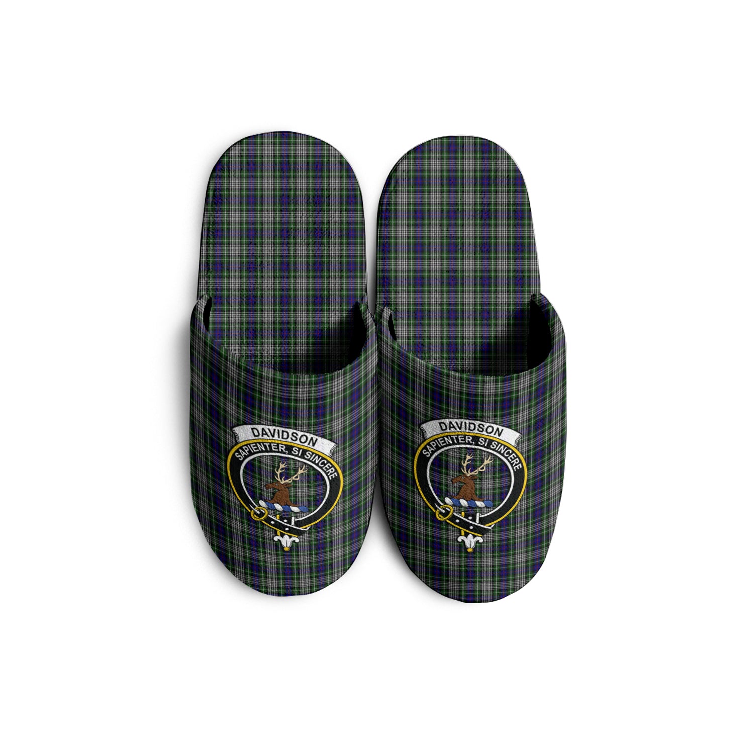 Davidson of Tulloch Dress Tartan Home Slippers with Family Crest - Tartanvibesclothing