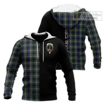 Davidson of Tulloch Dress Tartan Knitted Hoodie with Family Crest and Half Of Me Style