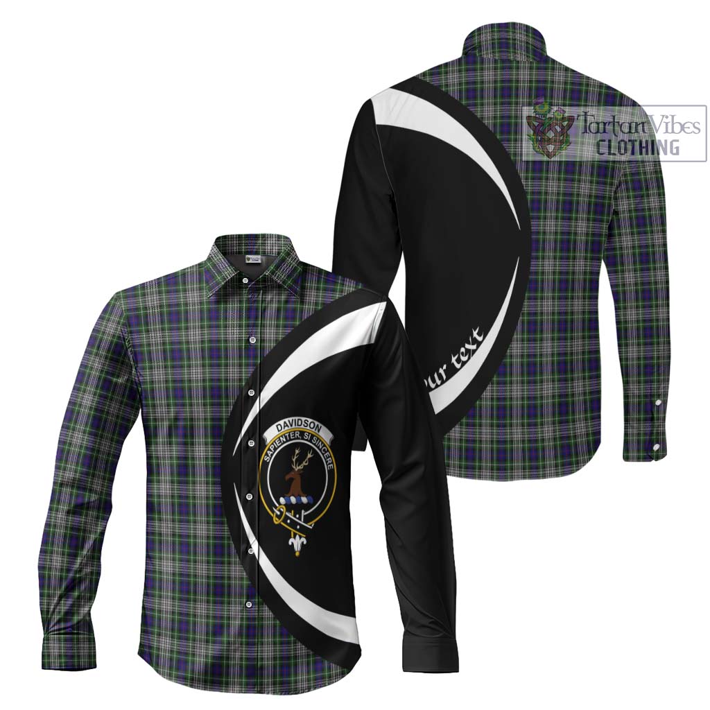 Tartan Vibes Clothing Davidson of Tulloch Dress Tartan Long Sleeve Button Up with Family Crest Circle Style