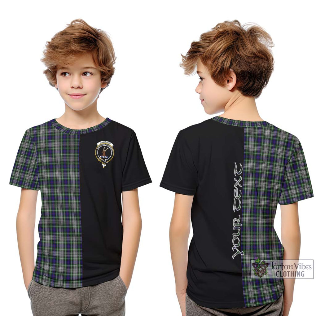 Davidson of Tulloch Dress Tartan Kid T-Shirt with Family Crest and Half Of Me Style Youth XL Size14 - Tartanvibesclothing Shop