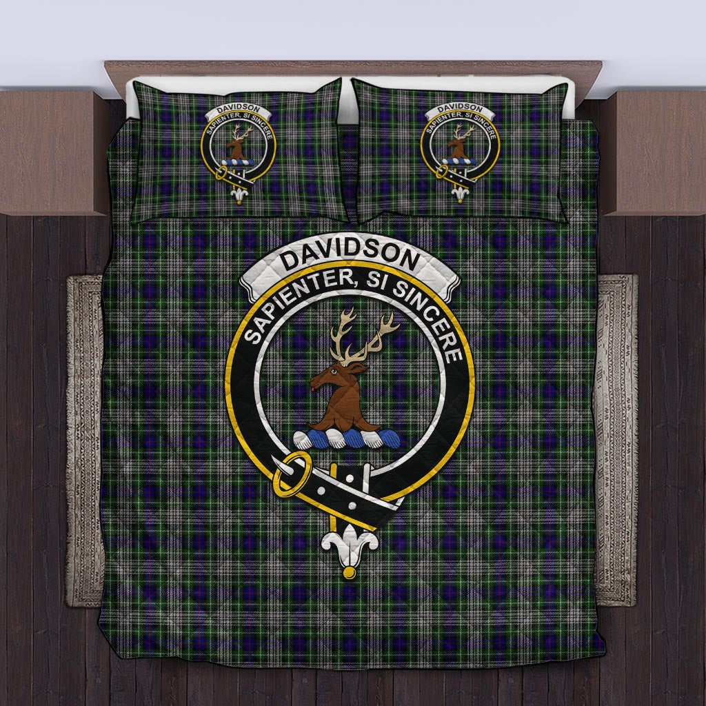 Davidson of Tulloch Dress Tartan Quilt Bed Set with Family Crest Twin - Tartan Vibes Clothing