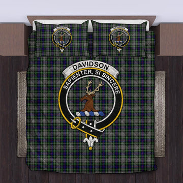 Davidson of Tulloch Dress Tartan Quilt Bed Set with Family Crest