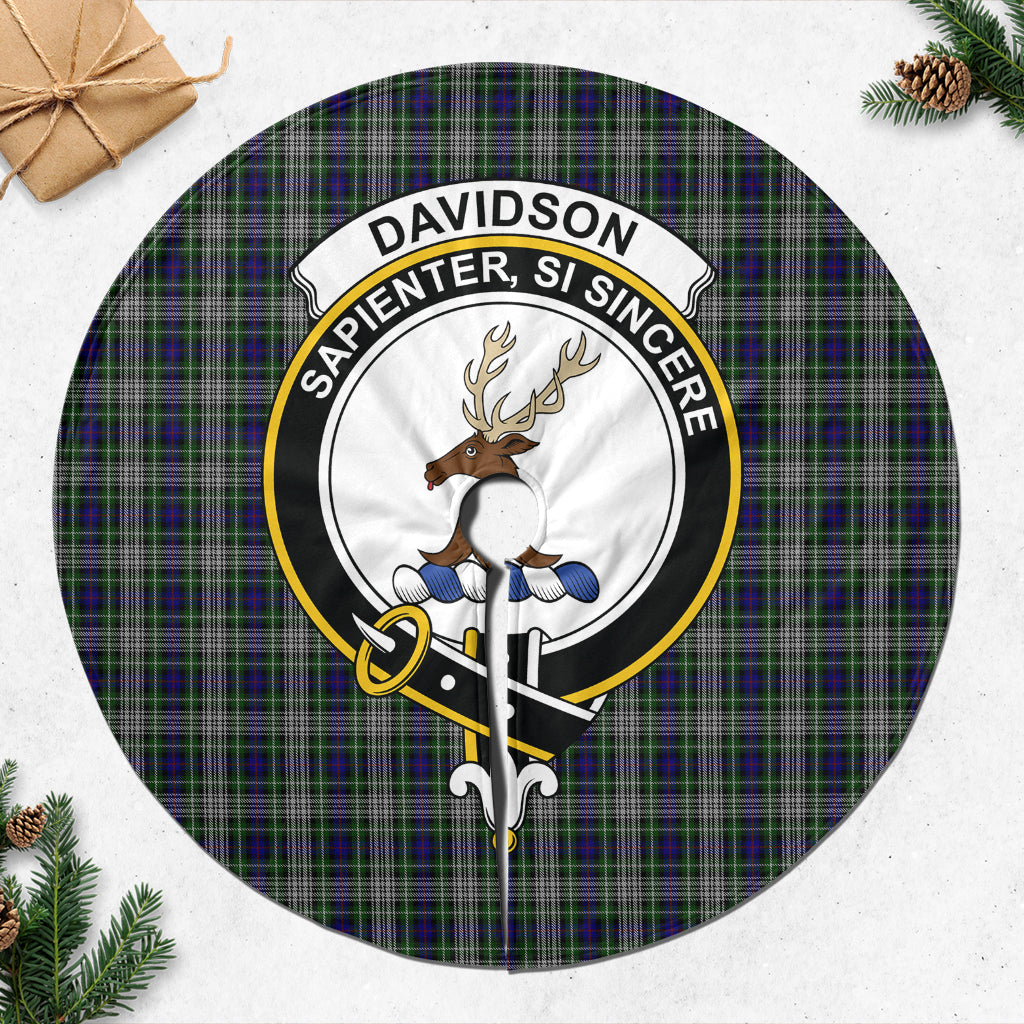 Davidson of Tulloch Dress Tartan Christmas Tree Skirt with Family Crest - Tartanvibesclothing