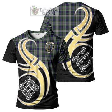 Davidson of Tulloch Dress Tartan T-Shirt with Family Crest and Celtic Symbol Style