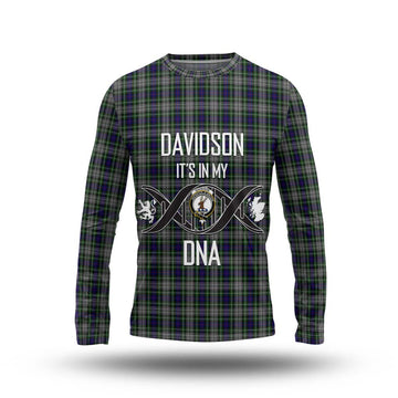 Davidson of Tulloch Dress Tartan Long Sleeve T-Shirt with Family Crest DNA In Me Style