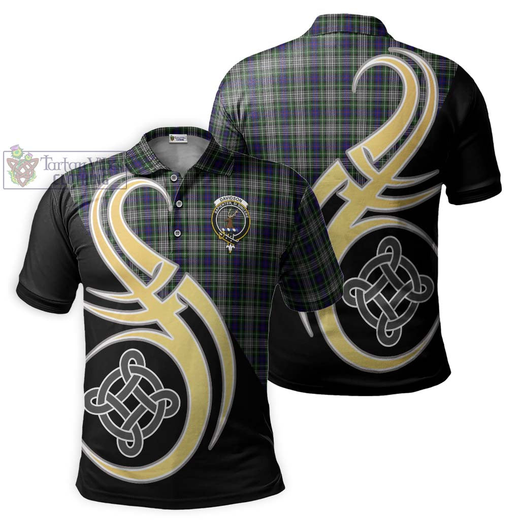 Davidson of Tulloch Dress Tartan Polo Shirt with Family Crest and Celtic Symbol Style Kid - Tartan Vibes Clothing