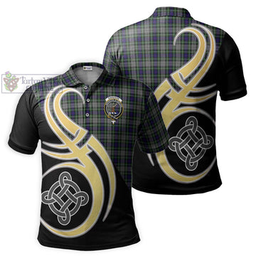 Davidson of Tulloch Dress Tartan Polo Shirt with Family Crest and Celtic Symbol Style