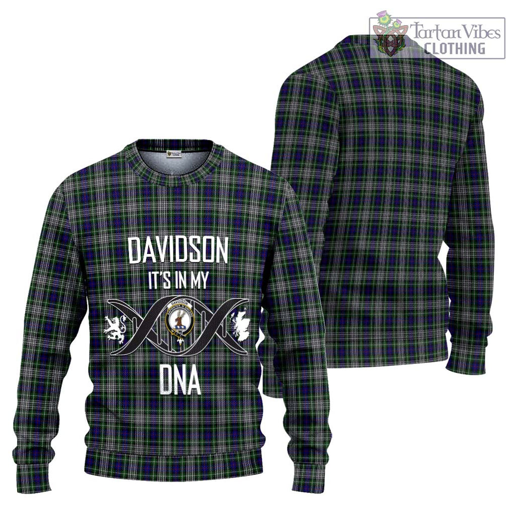 Davidson of Tulloch Dress Tartan Knitted Sweater with Family Crest DNA In Me Style Unisex - Tartanvibesclothing Shop