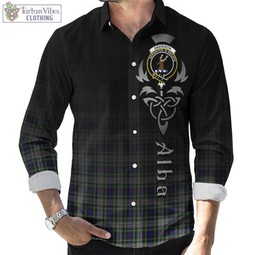 Davidson of Tulloch Dress Tartan Long Sleeve Button Up Featuring Alba Gu Brath Family Crest Celtic Inspired