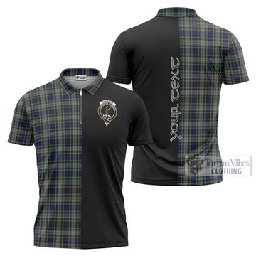 Davidson of Tulloch Dress Tartan Zipper Polo Shirt with Family Crest and Half Of Me Style