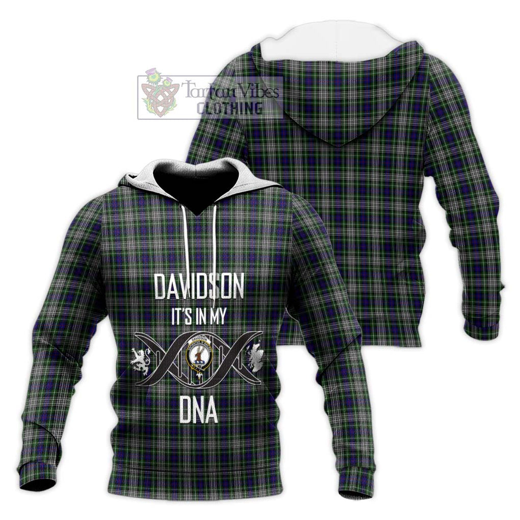 Davidson of Tulloch Dress Tartan Knitted Hoodie with Family Crest DNA In Me Style Unisex Knitted Pullover Hoodie - Tartanvibesclothing Shop