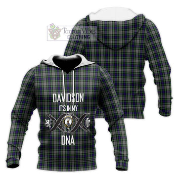 Davidson of Tulloch Dress Tartan Knitted Hoodie with Family Crest DNA In Me Style