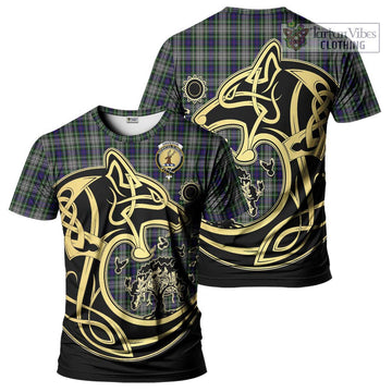 Davidson of Tulloch Dress Tartan T-Shirt with Family Crest Celtic Wolf Style