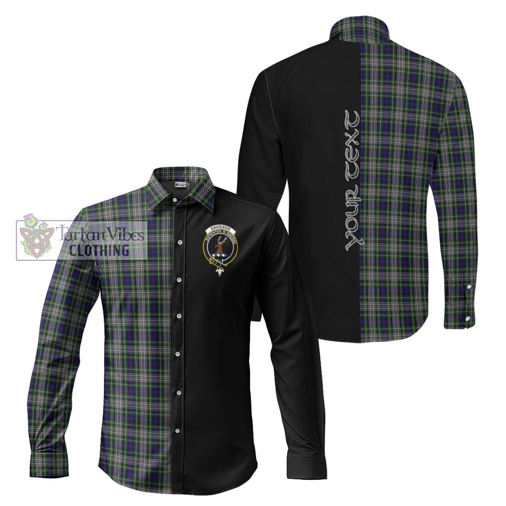 Davidson of Tulloch Dress Tartan Long Sleeve Button Shirt with Family Crest and Half Of Me Style Men's Shirt S - Tartanvibesclothing Shop