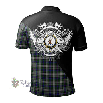 Davidson of Tulloch Dress Tartan Polo Shirt with Family Crest and Military Logo Style