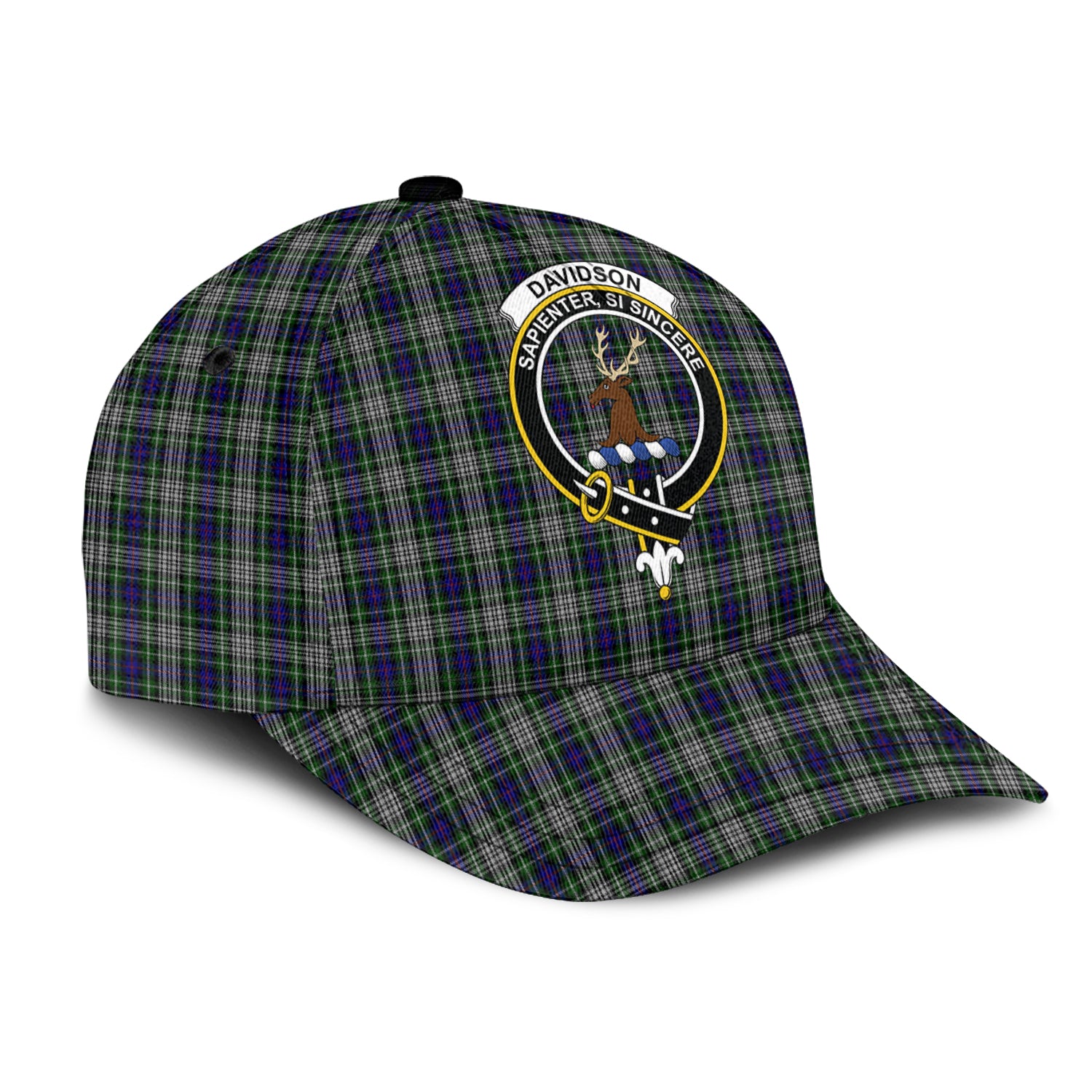 Davidson of Tulloch Dress Tartan Classic Cap with Family Crest - Tartan Vibes Clothing