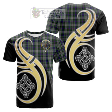 Davidson of Tulloch Dress Tartan Cotton T-shirt with Family Crest and Celtic Symbol Style