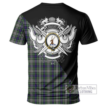 Davidson of Tulloch Dress Tartan T-Shirt with Family Crest and Military Logo Style