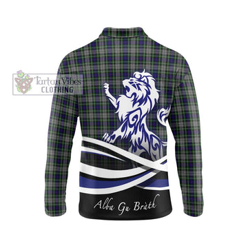 Davidson of Tulloch Dress Tartan Long Sleeve Polo Shirt with Alba Gu Brath Regal Lion Emblem