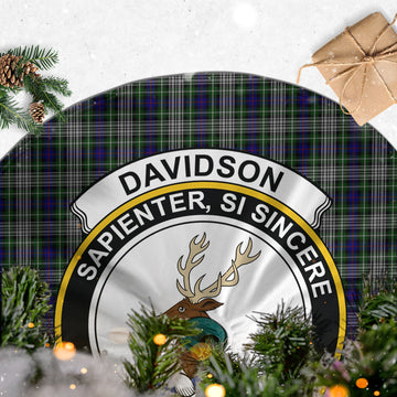 Davidson of Tulloch Dress Tartan Christmas Tree Skirt with Family Crest