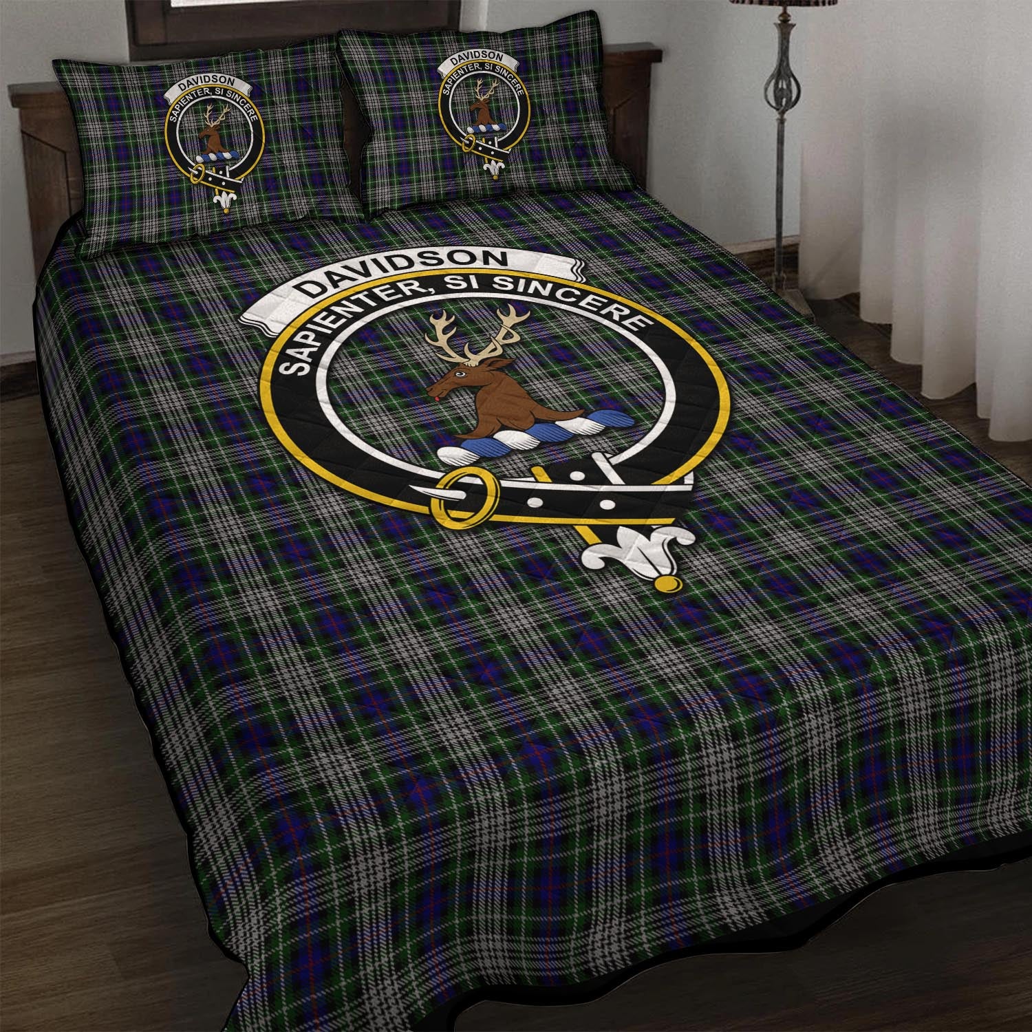 Davidson of Tulloch Dress Tartan Quilt Bed Set with Family Crest - Tartan Vibes Clothing