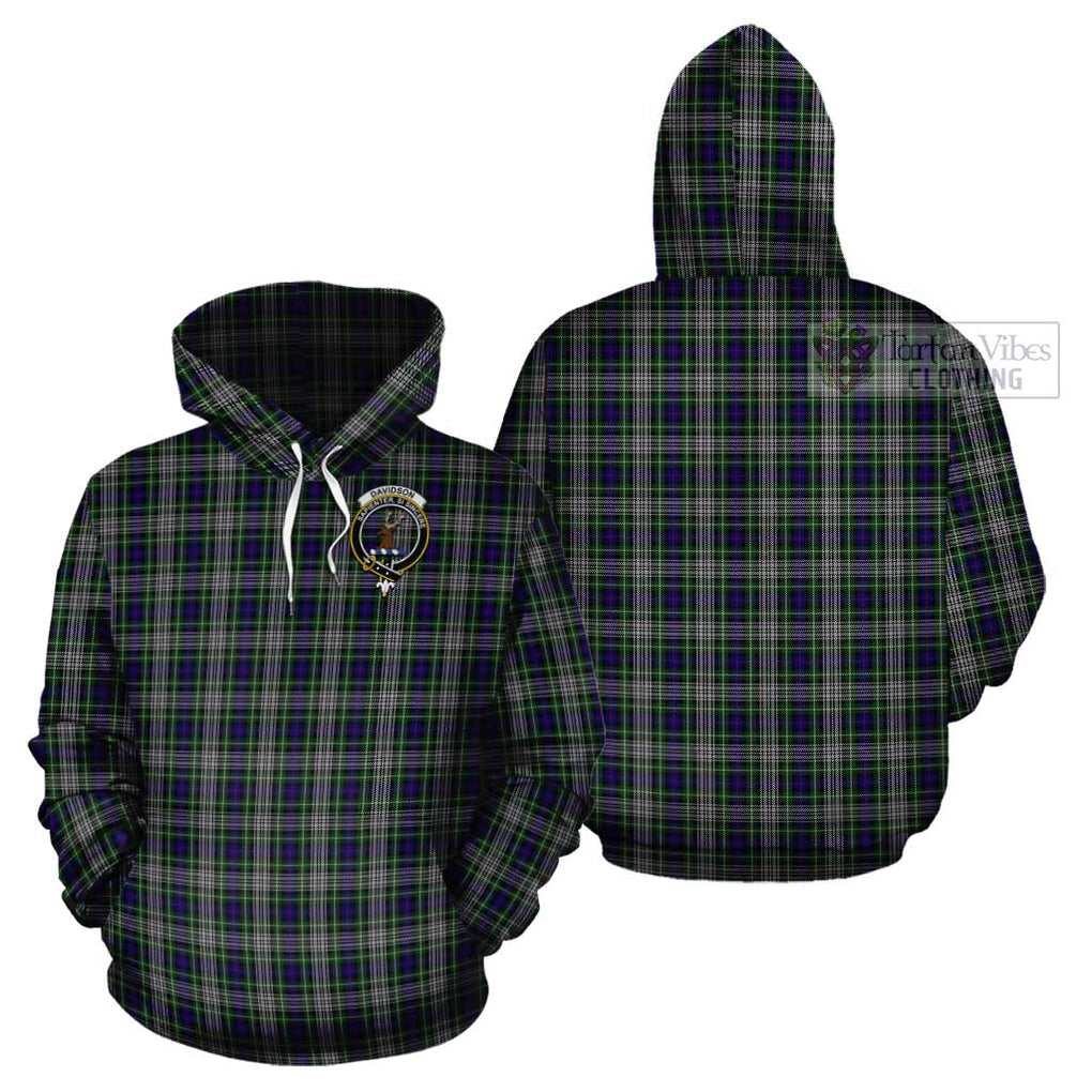 Davidson of Tulloch Dress Tartan Cotton Hoodie with Family Crest Pullover Hoodie - Tartan Vibes Clothing