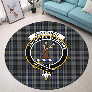 Davidson of Tulloch Dress Tartan Round Rug with Family Crest