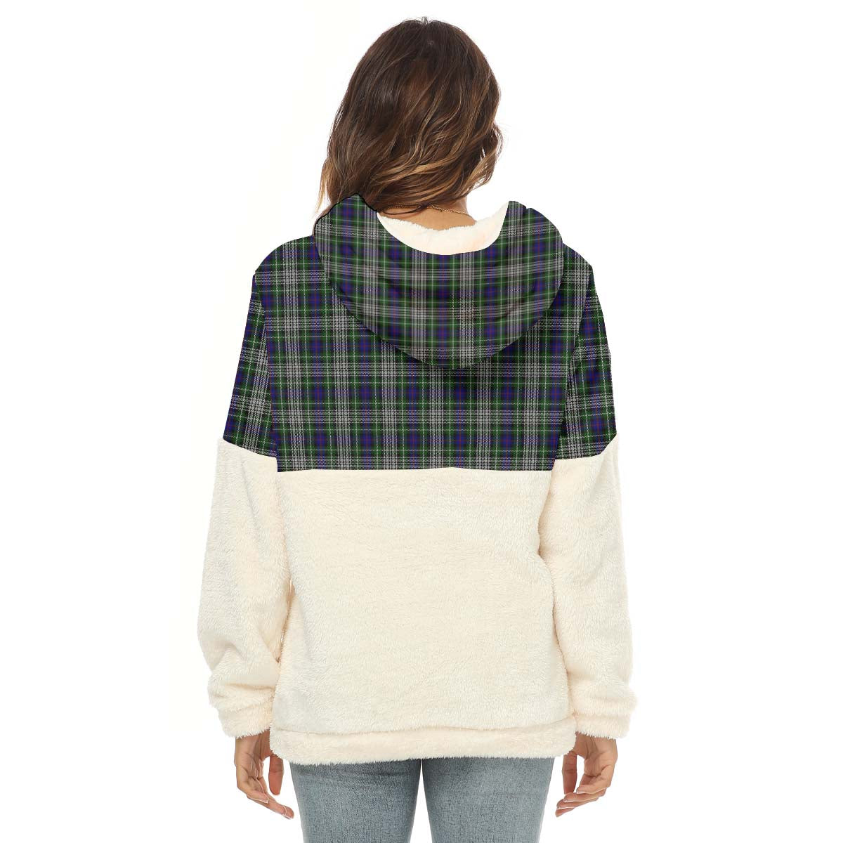 Davidson of Tulloch Dress Tartan Women's Borg Fleece Hoodie With Half Zip - Tartanvibesclothing