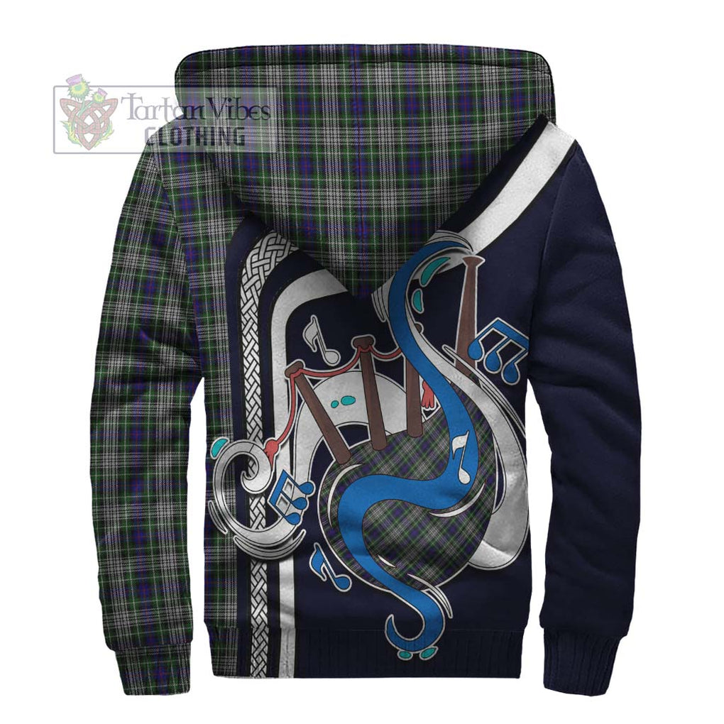 Davidson of Tulloch Dress Tartan Sherpa Hoodie with Epic Bagpipe Style - Tartanvibesclothing Shop