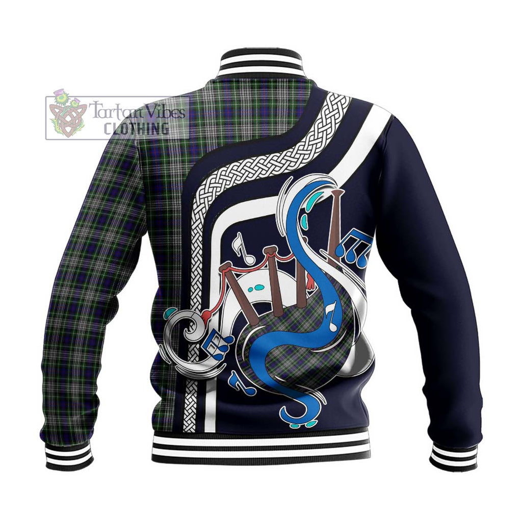 Tartan Vibes Clothing Davidson of Tulloch Dress Tartan Baseball Jacket with Epic Bagpipe Style