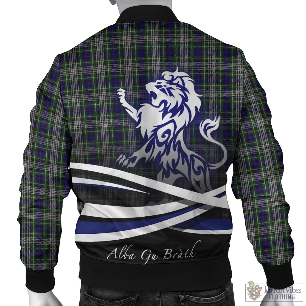 Tartan Vibes Clothing Davidson of Tulloch Dress Tartan Bomber Jacket with Alba Gu Brath Regal Lion Emblem