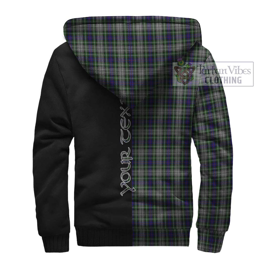 Davidson of Tulloch Dress Tartan Sherpa Hoodie with Family Crest and Half Of Me Style - Tartanvibesclothing Shop