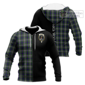 Davidson of Tulloch Dress Tartan Knitted Hoodie with Family Crest and Half Of Me Style