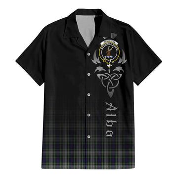 Davidson of Tulloch Dress Tartan Short Sleeve Button Up Shirt Featuring Alba Gu Brath Family Crest Celtic Inspired