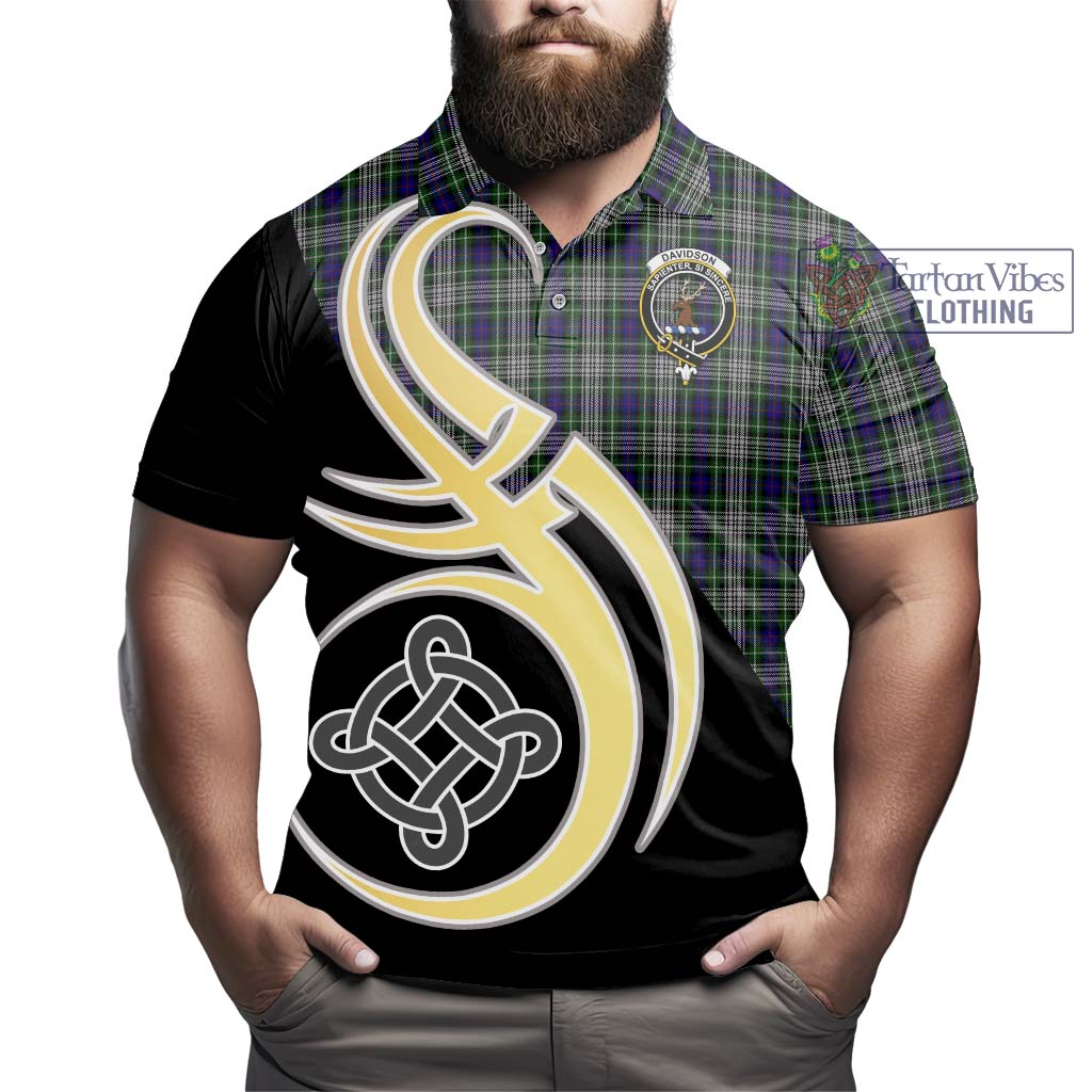 Davidson of Tulloch Dress Tartan Polo Shirt with Family Crest and Celtic Symbol Style - Tartan Vibes Clothing