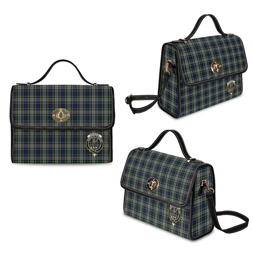 davidson-of-tulloch-dress-tartan-leather-strap-waterproof-canvas-bag-with-family-crest