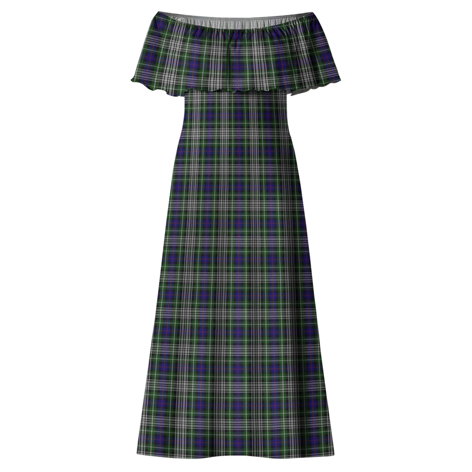 Davidson of Tulloch Dress Tartan Off Shoulder Long Dress - Tartanvibesclothing