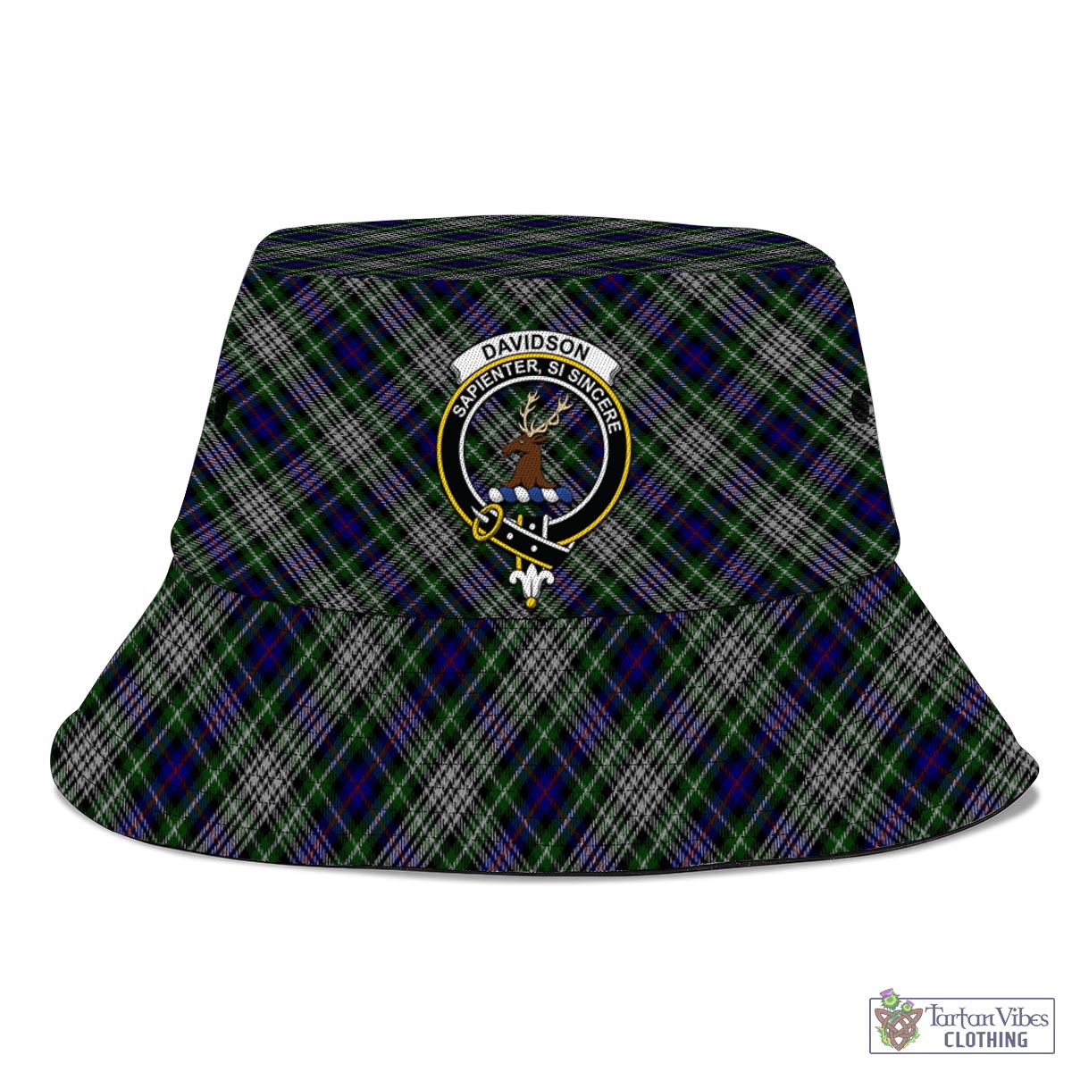 Tartan Vibes Clothing Davidson of Tulloch Dress Tartan Bucket Hat with Family Crest