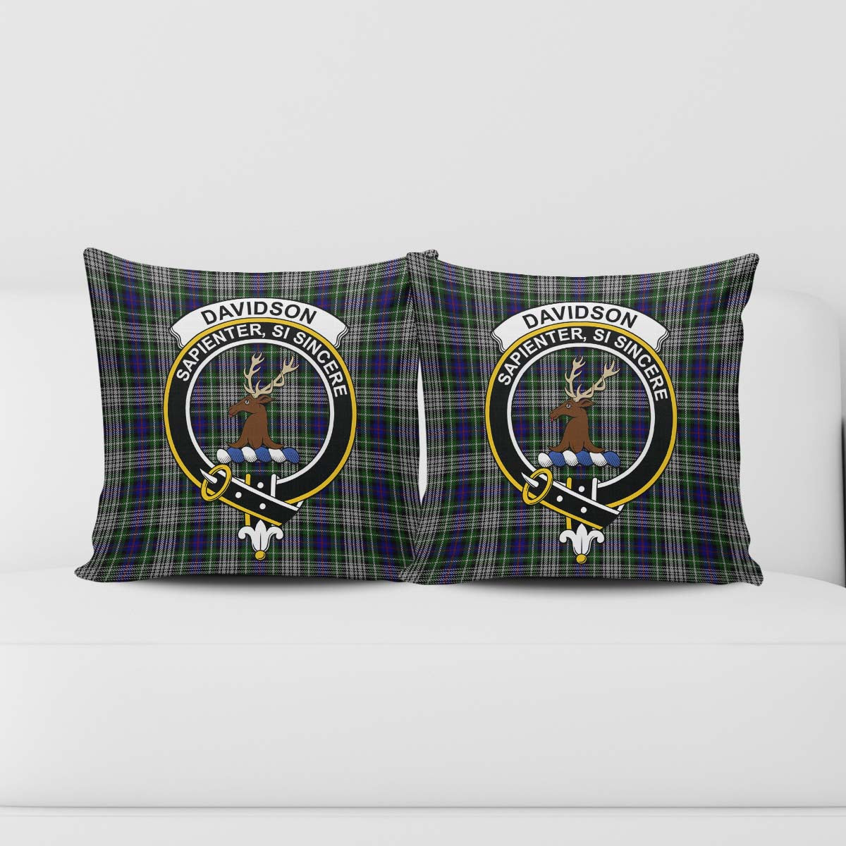 Davidson of Tulloch Dress Tartan Pillow Cover with Family Crest - Tartanvibesclothing