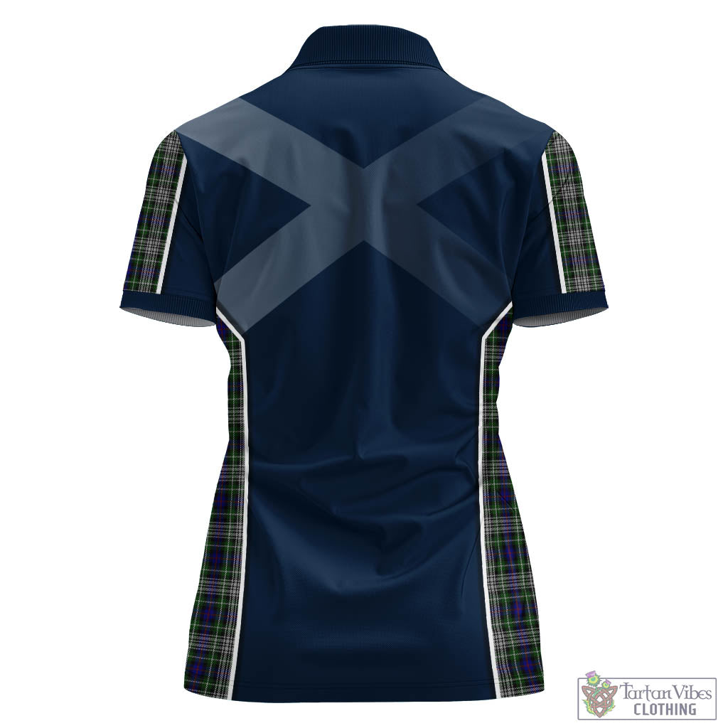 Tartan Vibes Clothing Davidson of Tulloch Dress Tartan Women's Polo Shirt with Family Crest and Scottish Thistle Vibes Sport Style