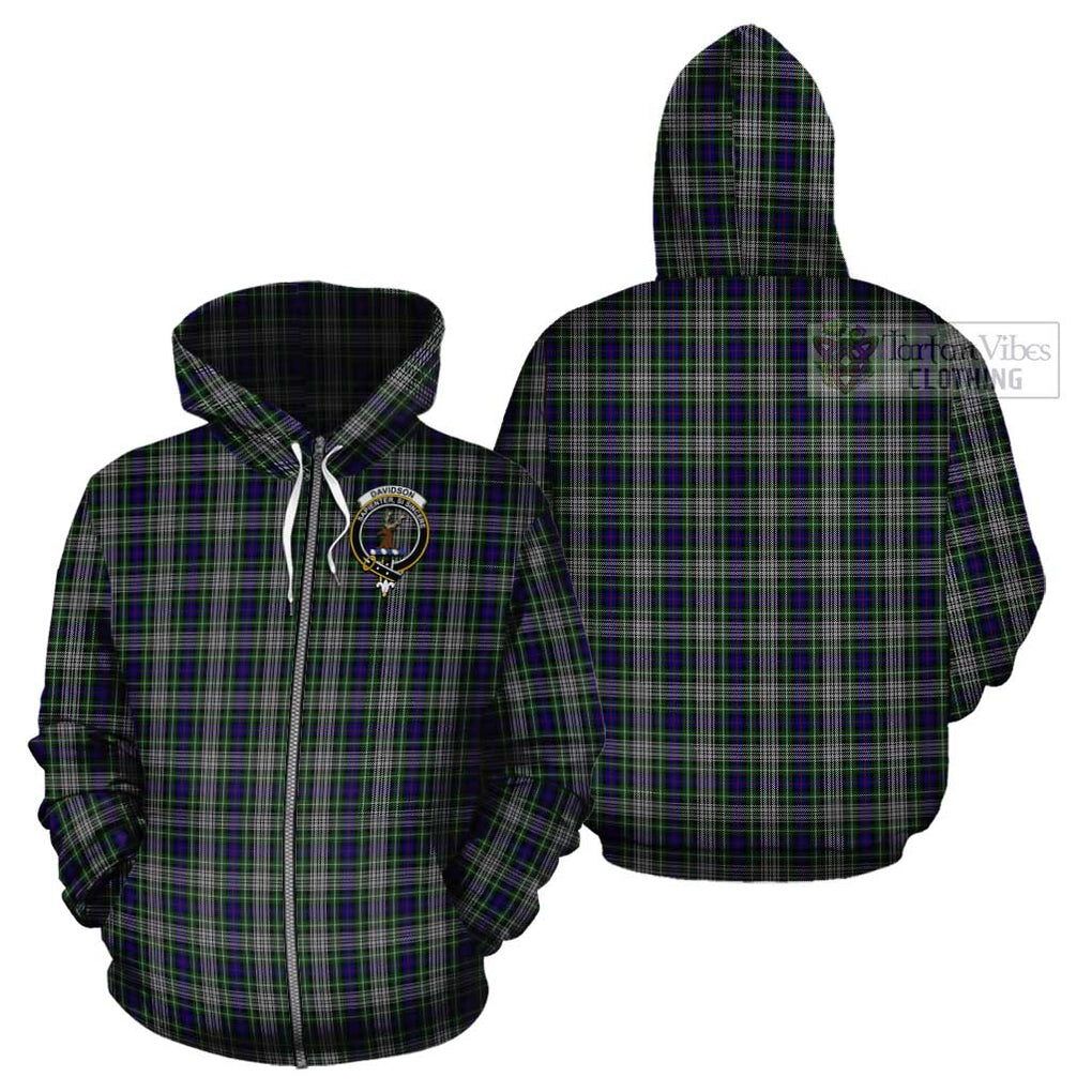 Davidson of Tulloch Dress Tartan Cotton Hoodie with Family Crest Zip Hoodie - Tartan Vibes Clothing