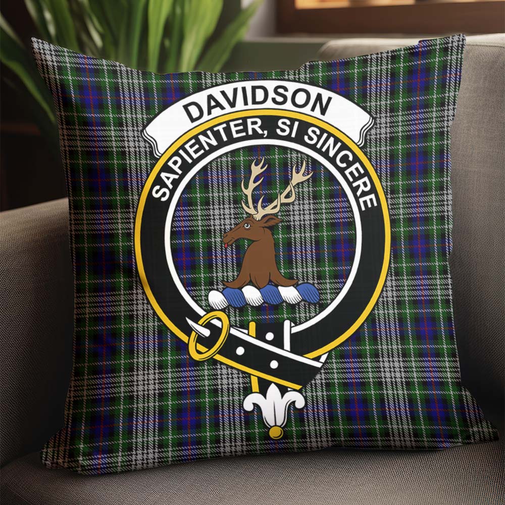 Davidson of Tulloch Dress Tartan Pillow Cover with Family Crest - Tartanvibesclothing