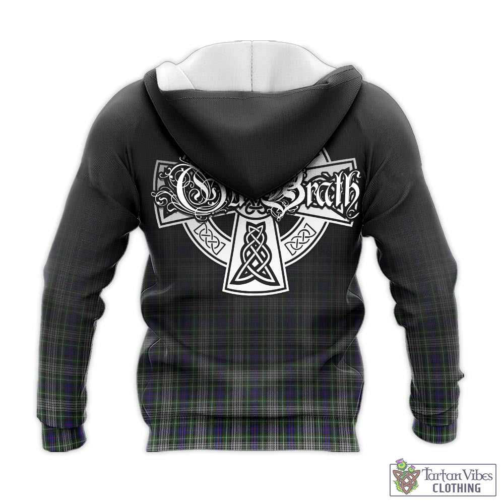 Tartan Vibes Clothing Davidson of Tulloch Dress Tartan Knitted Hoodie Featuring Alba Gu Brath Family Crest Celtic Inspired