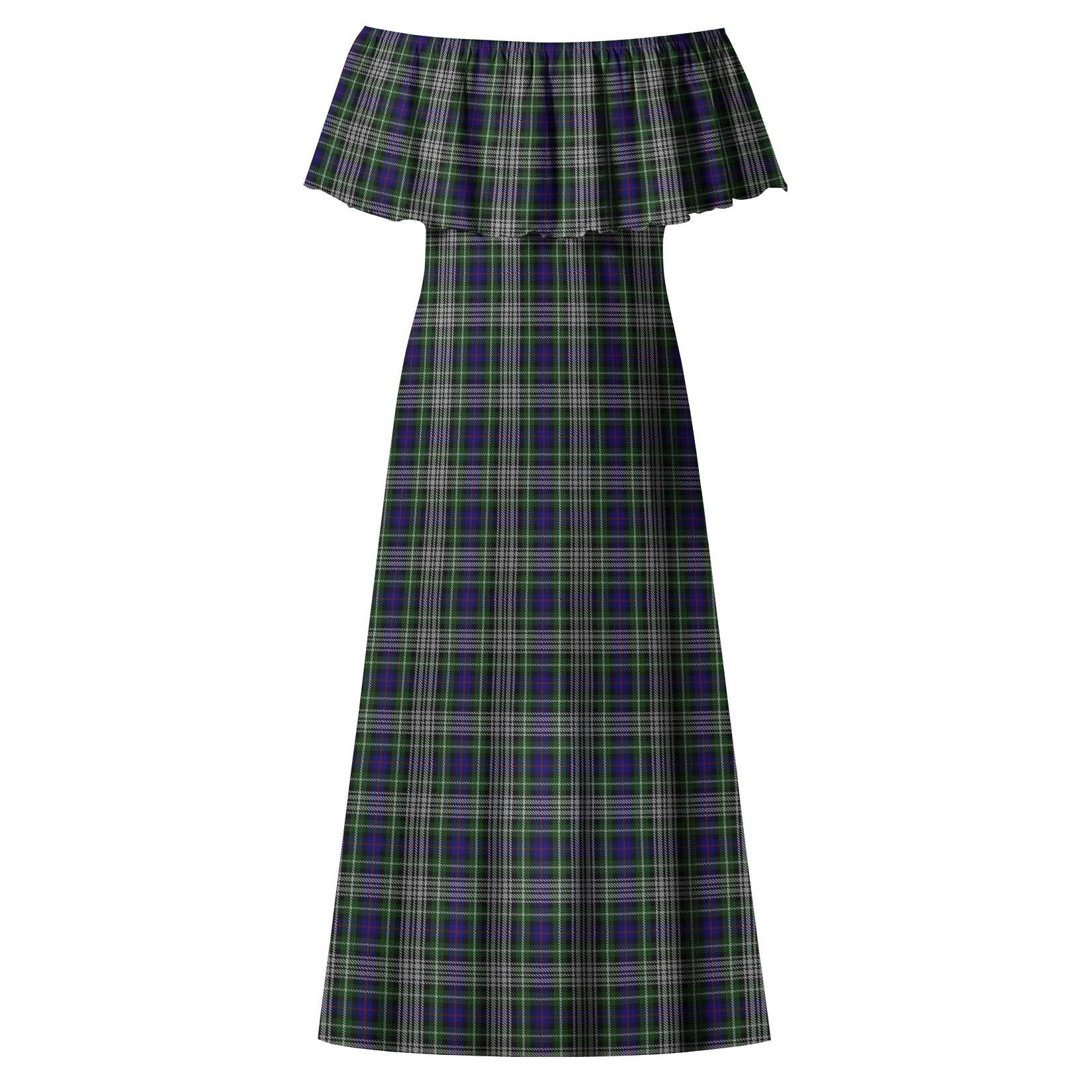 Davidson of Tulloch Dress Tartan Off Shoulder Long Dress - Tartanvibesclothing