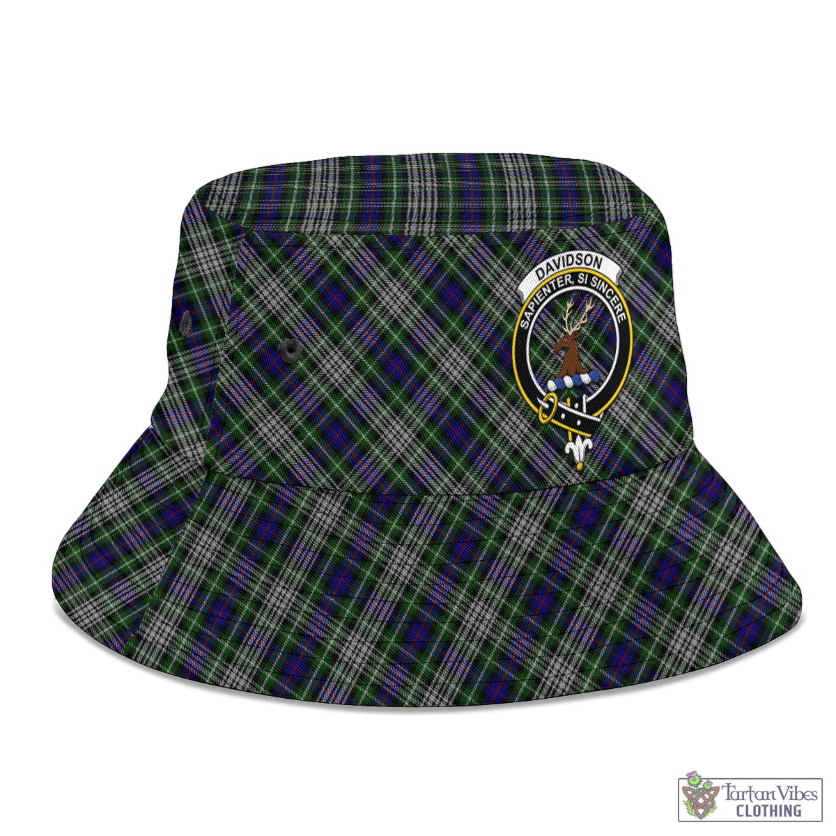 Tartan Vibes Clothing Davidson of Tulloch Dress Tartan Bucket Hat with Family Crest