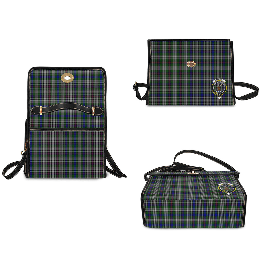 davidson-of-tulloch-dress-tartan-leather-strap-waterproof-canvas-bag-with-family-crest